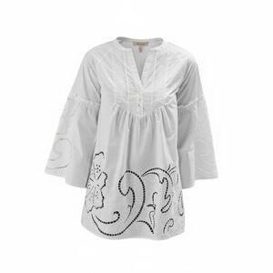 Soft Surroundings Flora Eterna Tunic White Embroidered Cut Out Size Large